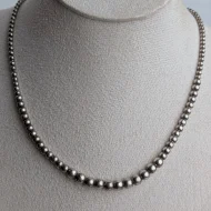Vintage Sterling Silver Graduated Ball Bead Necklace 16" - Image 5