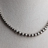 Vintage Sterling Silver Graduated Ball Bead Necklace 16" - Image 4