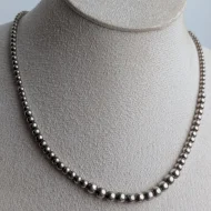 Vintage Sterling Silver Graduated Ball Bead Necklace 16" - Image 3