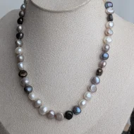Vintage Sterling Silver Baroque Pearl Necklace Choker 16" - Image 3