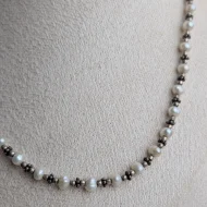 Vintage Sterling Silver Pearl Necklace, Ornate Silver Spacer - Image 4