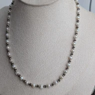 Vintage Sterling Silver Pearl Necklace, Ornate Silver Spacer - Image 5