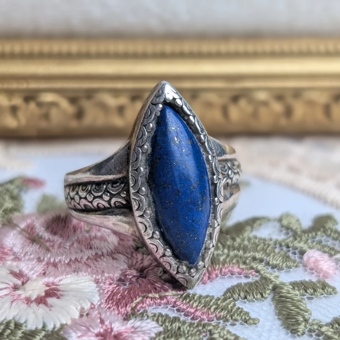 Vintage Sterling Silver Lapis Lazuli Ring Carolyn Pollack Southwestern 925