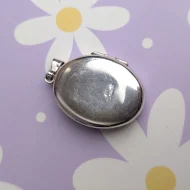Vintage Sterling Silver Oval Photo Locket Flower Pendant 925 - Image 6