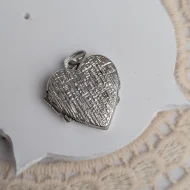 Vintage Sterling Silver Bark Textured Photo Locket Pendant Love Heart - Image 5