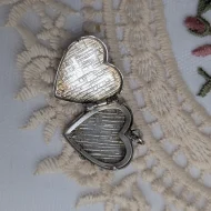 Vintage Sterling Silver Bark Textured Photo Locket Pendant Love Heart - Image 3