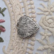 Vintage Sterling Silver Bark Textured Photo Locket Pendant Love Heart - Image 4