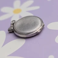 Vintage Silver Double Photo Locket Round Circle Flower - Image 7