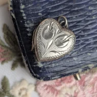Vintage Sterling Silver Love Heart Photo Locket Tulip 925 Pendant