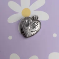 Vintage Sterling Silver Love Heart Photo Locket Tulip 925 Pendant - Image 7