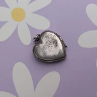 Vintage Sterling Silver Love Heart Photo Locket Tulip 925 Pendant - Image 3