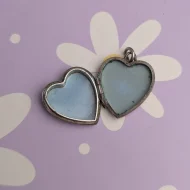 Vintage Sterling Silver Love Heart Photo Locket Tulip 925 Pendant - Image 4