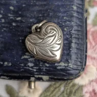 Vintage Sterling Silver Love Heart Photo Locket Leaf 925 Pendant