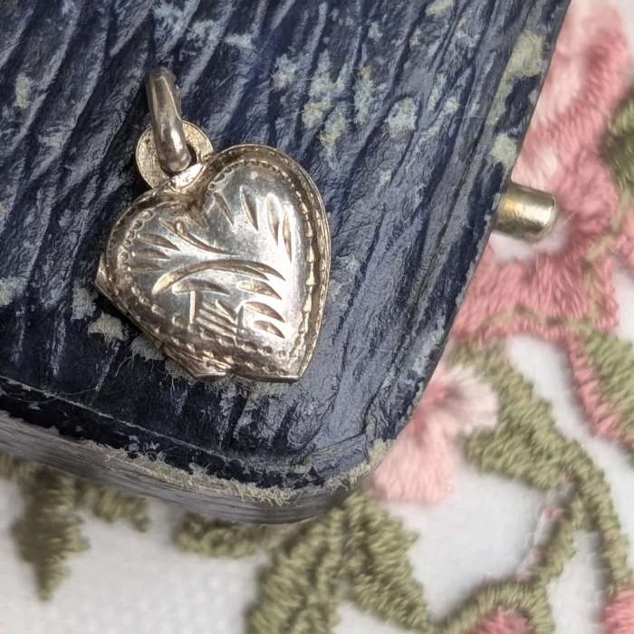 Vintage Tiny Sterling Silver Love Heart Photo Locket Pendant