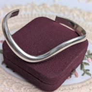 Vintage Sterling Silver Mexico Wave Bangle Chunky Minimalist Modern