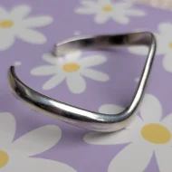 Vintage Sterling Silver Mexico Wave Bangle Chunky Minimalist Modern - Image 5
