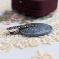 Sterling Silver Fossilised Coral Blue Pendant 925 - Image 3