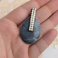 Sterling Silver Fossilised Coral Blue Pendant 925 - Image 5