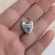 Vintage Sterling Silver Love Heart Padlock Charm - Image 2