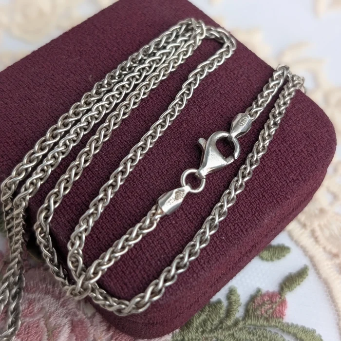 Vintage Sterling Silver Twisted Rope Chain Necklace Italy