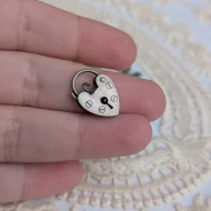 Vintage Silver Love Heart Padlock Charm Pendant - Image 7