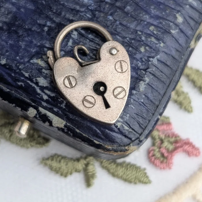 Vintage Silver Love Heart Padlock Charm Pendant