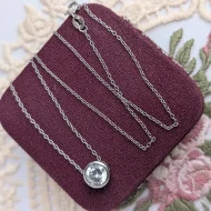 Sterling Silver Round CZ Minimalist Pendant Necklace 925