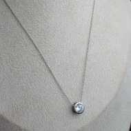 Sterling Silver Round CZ Minimalist Pendant Necklace 925 - Image 2