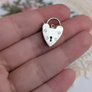 Vintage Sterling Silver Love Heart Padlock Charm Pendant 1976 - Image 5