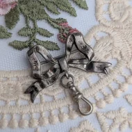 Antique Sterling Silver Bow Dog Clip Albert Chain Brooch Pin Chester Hallmark - Image 5
