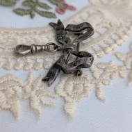 Antique Sterling Silver Bow Dog Clip Albert Chain Brooch Pin Chester Hallmark - Image 7