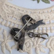 Antique Sterling Silver Bow Dog Clip Albert Chain Brooch Pin Chester Hallmark - Image 8