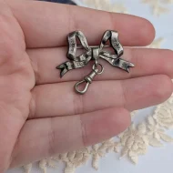 Antique Sterling Silver Bow Dog Clip Albert Chain Brooch Pin Chester Hallmark - Image 3