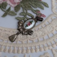 Antique Charles Horner Enamel Pendant Rose Flower - Image 3