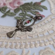 Antique Charles Horner Enamel Pendant Rose Flower - Image 4