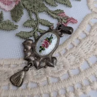 Antique Charles Horner Enamel Pendant Rose Flower - Image 6