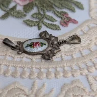 Antique Charles Horner Enamel Pendant Rose Flower - Image 7