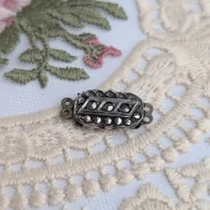 Vintage Silver Marcasite Safety Art Deco Clasp - Image 8