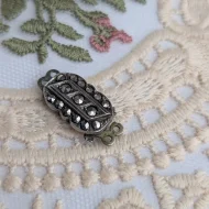 Vintage Silver Marcasite Safety Art Deco Clasp - Image 4