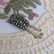 Vintage Silver Marcasite Safety Art Deco Clasp - Image 5