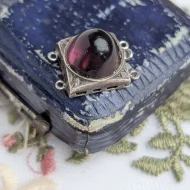 Vintage Silver Cabochon Dome Amethyst Box Clasp