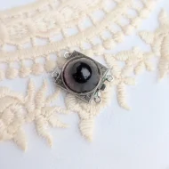 Vintage Silver Cabochon Dome Amethyst Box Clasp - Image 6