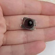 Vintage Silver Cabochon Dome Amethyst Box Clasp - Image 5