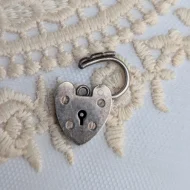 Vintage Sterling Silver Love Heart Padlock Charm Pendant 1979 - Image 4