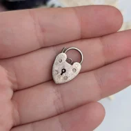 Vintage Sterling Silver Love Heart Padlock Charm Pendant 1979 - Image 5
