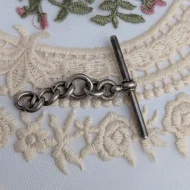 Antique Sterling Silver T Bar and Chain - Image 5