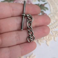 Antique Sterling Silver T Bar and Chain - Image 4