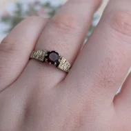 Vintage Sterling Silver Garnet Ring Bark Hallmarked 1979 - Image 2