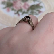 Vintage Sterling Silver Garnet Ring Bark Hallmarked 1979 - Image 3