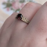 Vintage Sterling Silver Garnet Ring Bark Hallmarked 1979 - Image 4